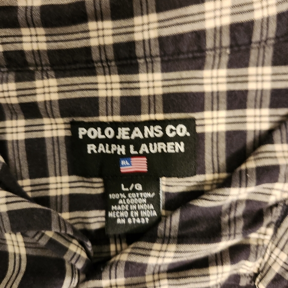 Polo Ralph Lauren faded black and cream long sleeve button down Size Large - Picture 2 of 9